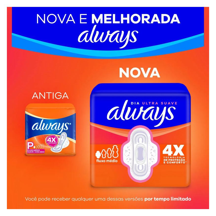 Always Absorvente Dia Ultra Suave com Abas 32 unidades