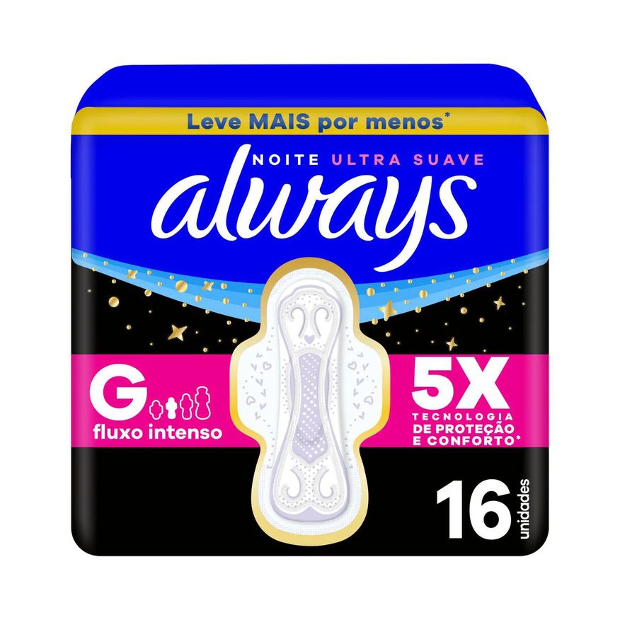 Always Absorvente Noite Ultra Suave com Abas 16 unidades
