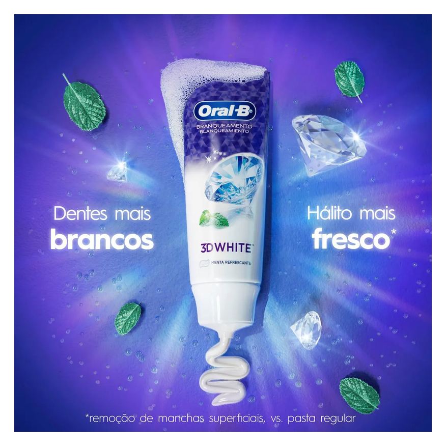 Oral-B Creme Dental 3D White Branqueamento 70g 3 unidades