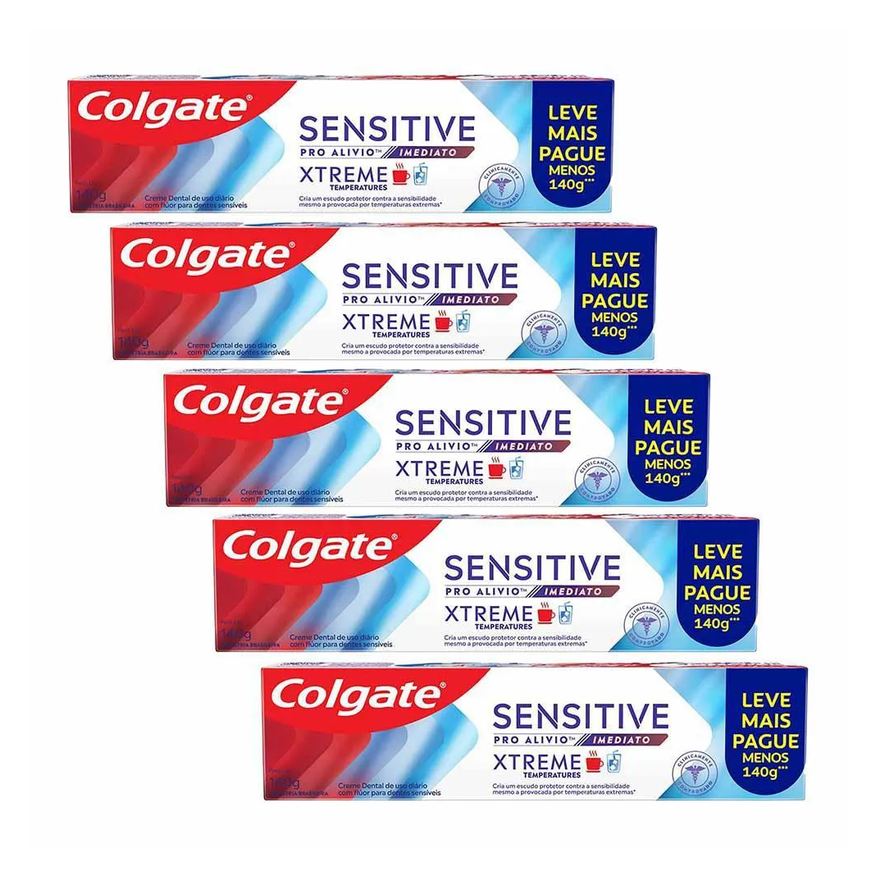Colgate Kit 5 Cremes Dentais Sensitive Pro Alívio Imediato Temperature Xtreme 140g