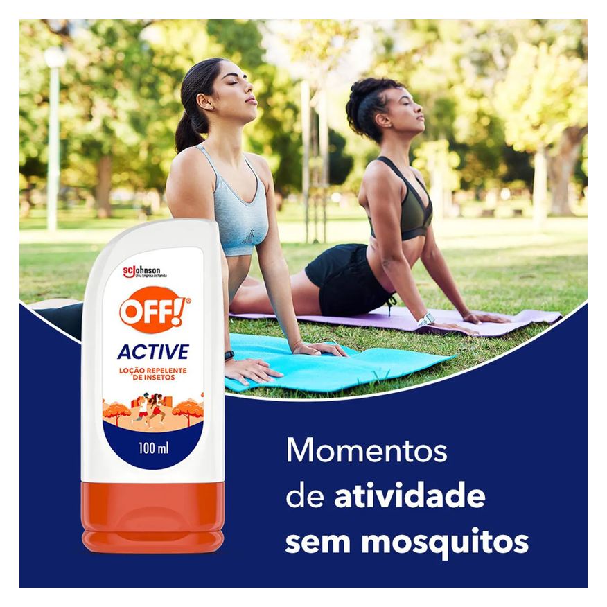 de Repelente Insetos Off! Active com DEET Longa Duração Loção 100ml