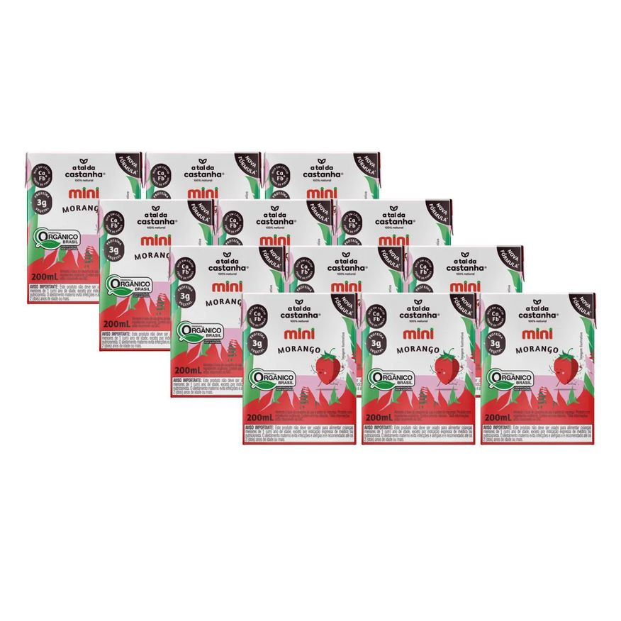 a Tal da Castanha 12X Bebida Vegetal Mini Morango 200ml