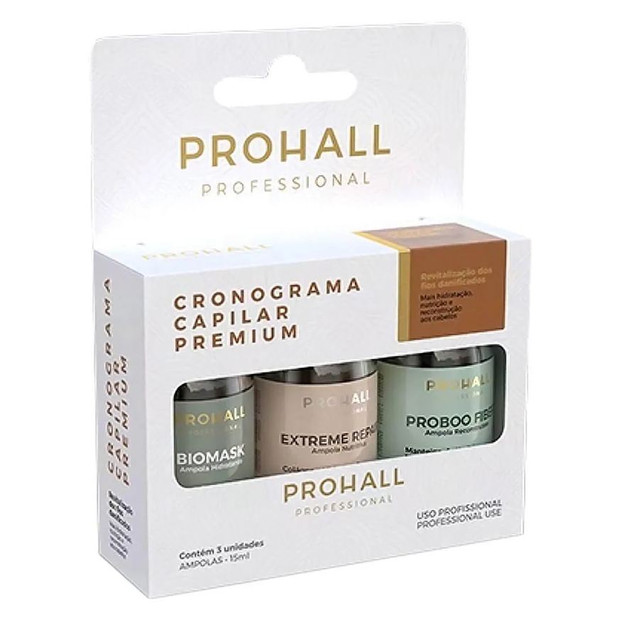 Prohall Kit Cronograma Ampolas de Tratamento Premium Box 3X 15ml