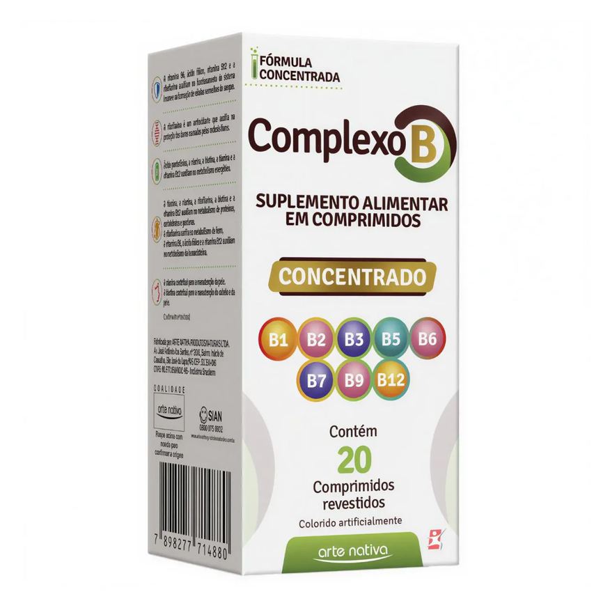 Arte Nativa Complexo B Concentrado 8 Vitaminas 20 Comprimidos