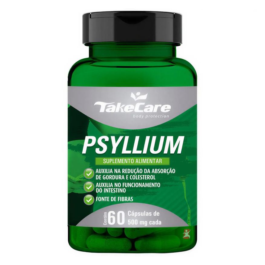 Take Care Psyllium Plantago Ovata 500mg Saúde do Intestino 60 Cápsulas
