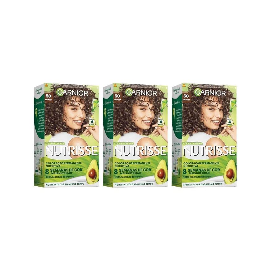 Garnier Coloraçao Nutrisse 50 Castanho Claro / Amêndoa - Kit C/ 3Un