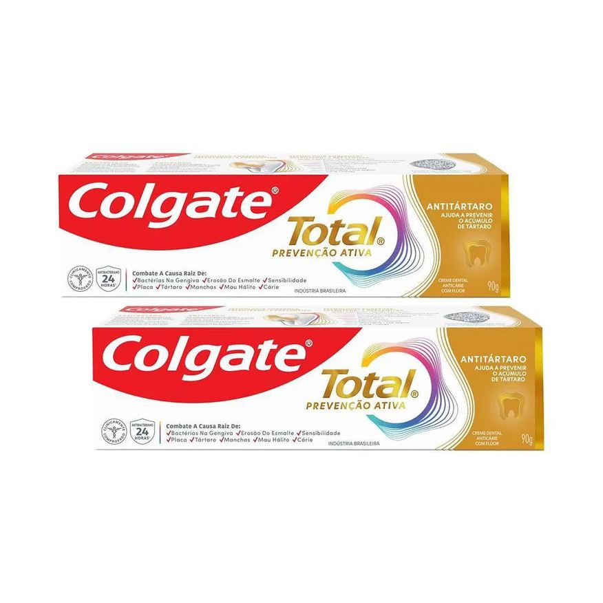 Colgate Kit 2 Cremes Dentais Total Anti Tártaro 90g
