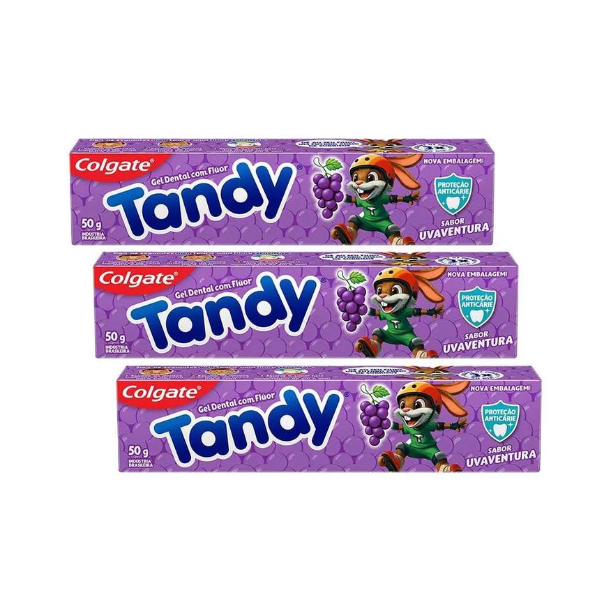 Colgate Kit 3 Cremes Dentais Infantis Tandy Uva Ventura 50g