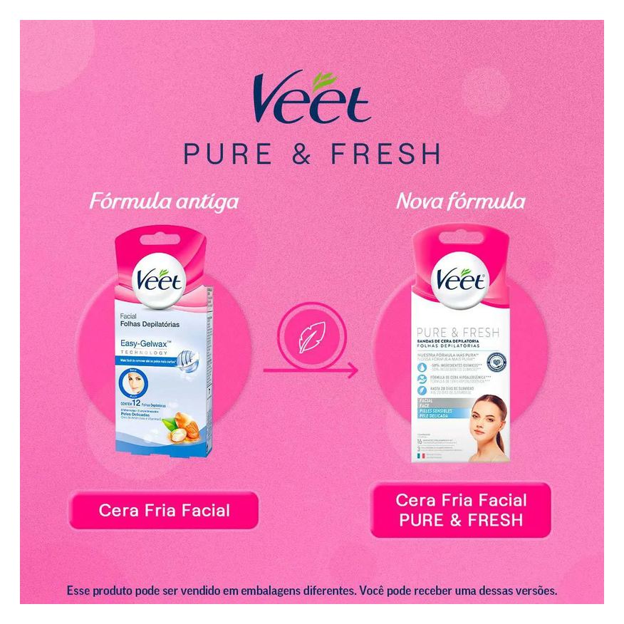 Depilatória Folha Facial Veet Pure & Fresh 12 unidades