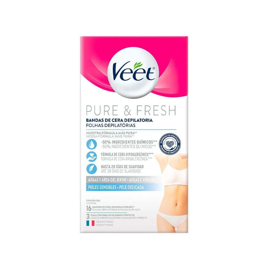 Depilatória Folha Axilas e Virilhas Veet Pure & Fresh 16 unidades