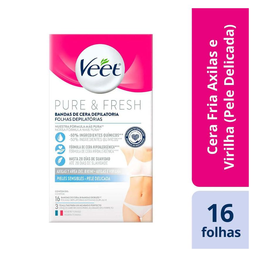 Depilatória Folha Axilas e Virilhas Veet Pure & Fresh 16 unidades
