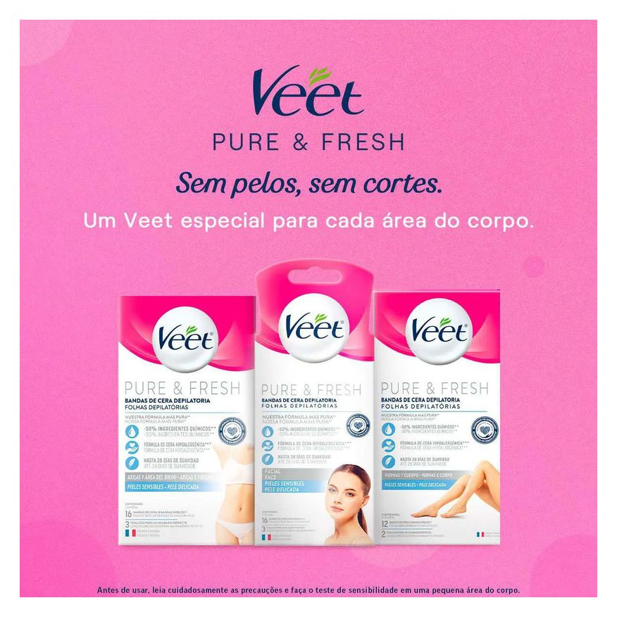 Depilatória Folha Axilas e Virilhas Veet Pure & Fresh 16 unidades