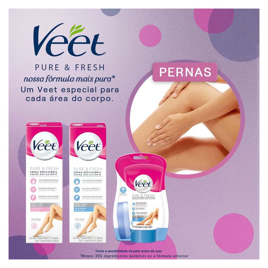 Depilatório Creme Veet Pure & Fresh Pele Normal 100ml