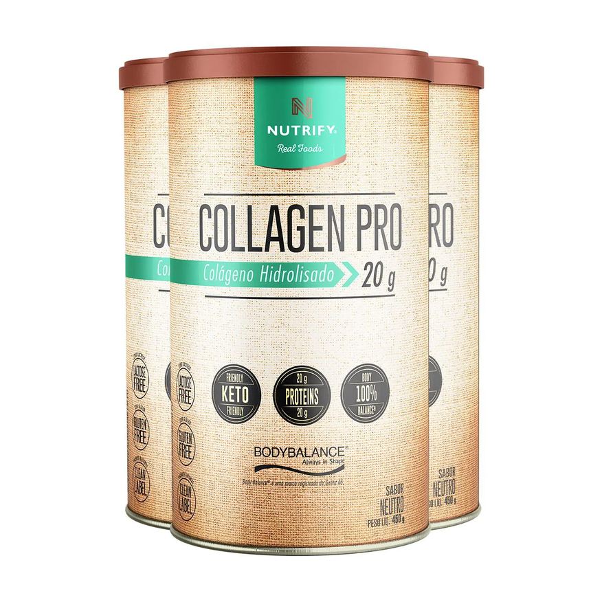 Nutrify Kit 3 Collagen Pro Colágeno Hidrolisado Neutro 450g