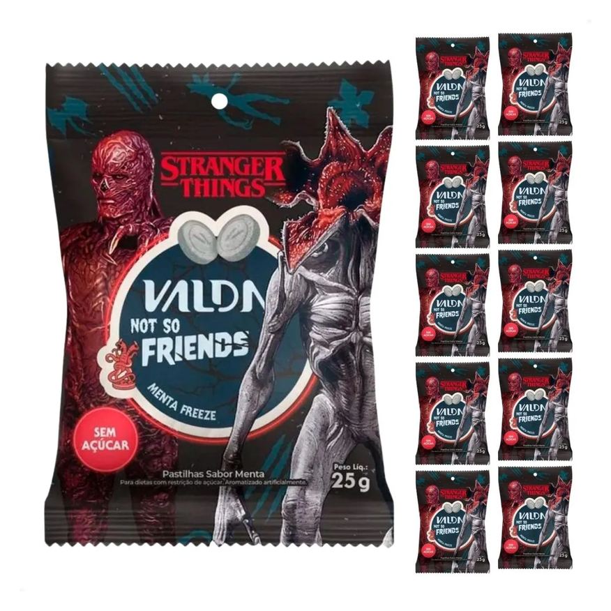 Valda Kit 10 Unidades Pastilha Stranger Things Sabor Menta Freeze 25g