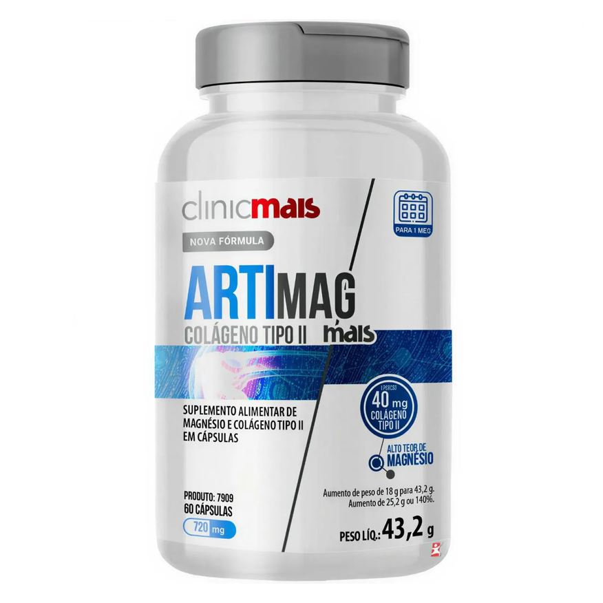 Clinic Mais Artimag Mais - Colágeno Tipo 2 + Magnésio 60 Cápsulas - Clinicmais
