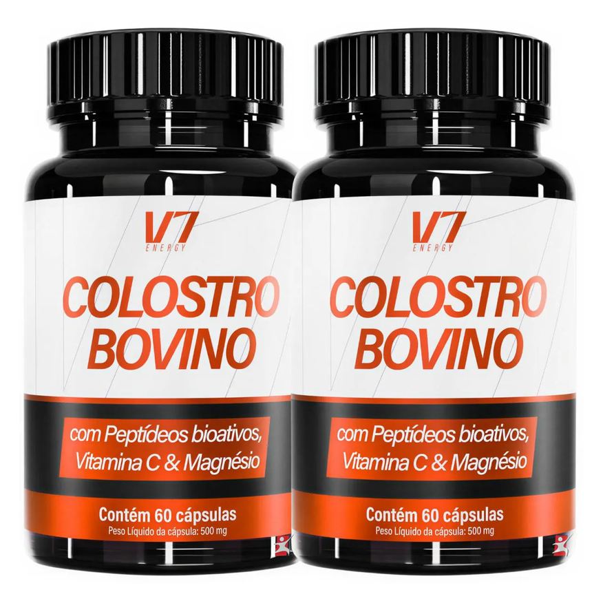 Videira7 Kit 2 Colostro Bovino + Peptídeos Bioativos + Vitamina C + Magnésio Total 120 Cápsulas - V7 Energy