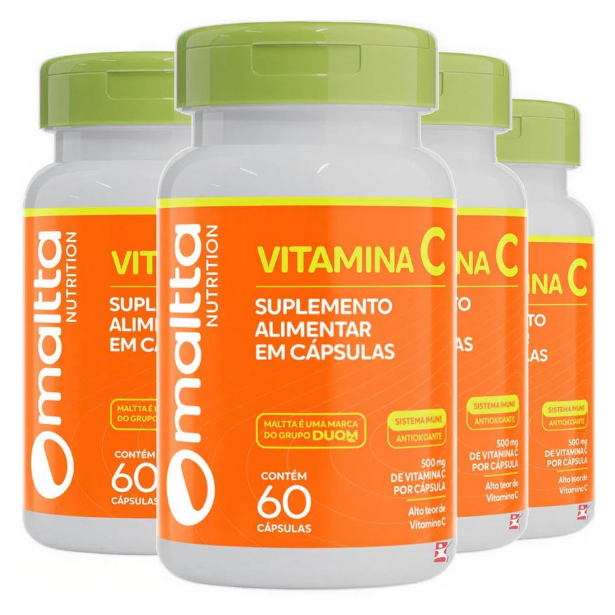 Maltta Nutrition Kit 4 Vitamina C 500mg Sistema Imune Concentrada Total 240 Cápsulas