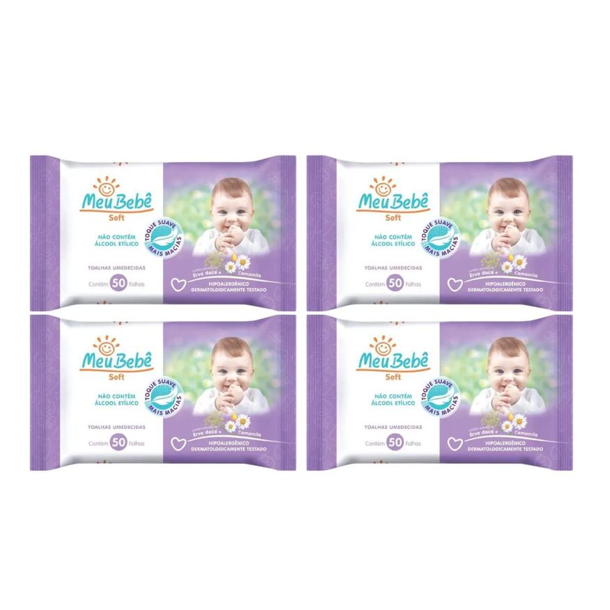 Hygieline Kit C4 Lenço Umedecido Meu Bebê Soft C/50 Unidades