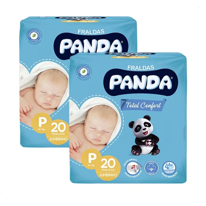Kit com 2 - Fralda Inf Total Confort Jumbo P 20 Unid - Panda