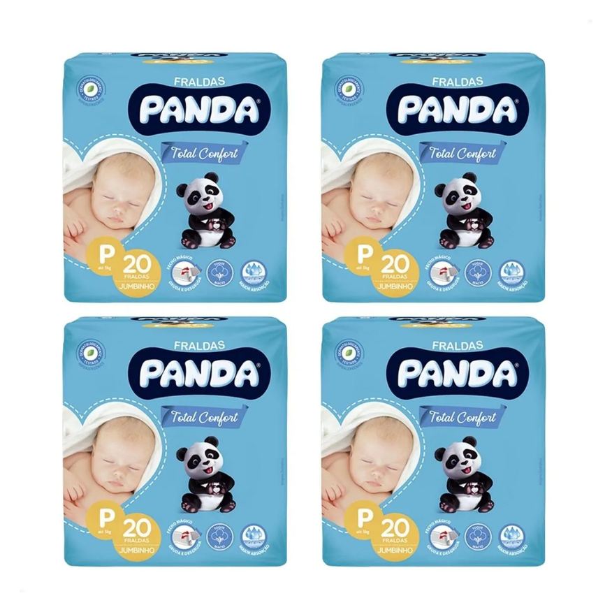 Kit com 4 - Fralda Inf Total Confort Jumbo P 20 Unid - Panda