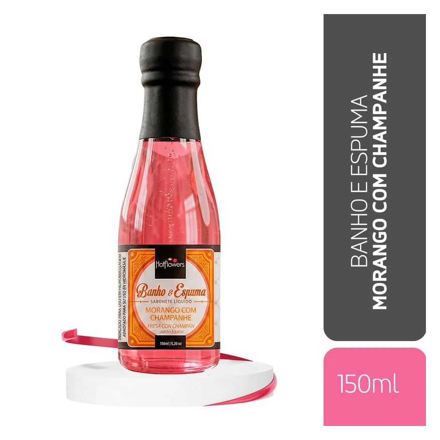 Hot Flowers Espuma de Banho para Relaxamento com Aroma de Morango com Champanhe 150ml