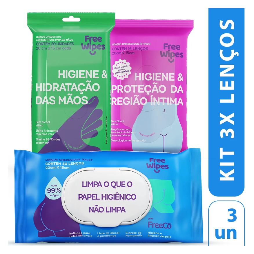 Umedecido Lenço Free Wipes Limpeza Depois do Nº2 50 unidades