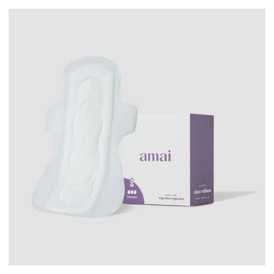 Amai Absorvente Orgânico Fluxo Intenso Peles Sensíveis 8 unidades