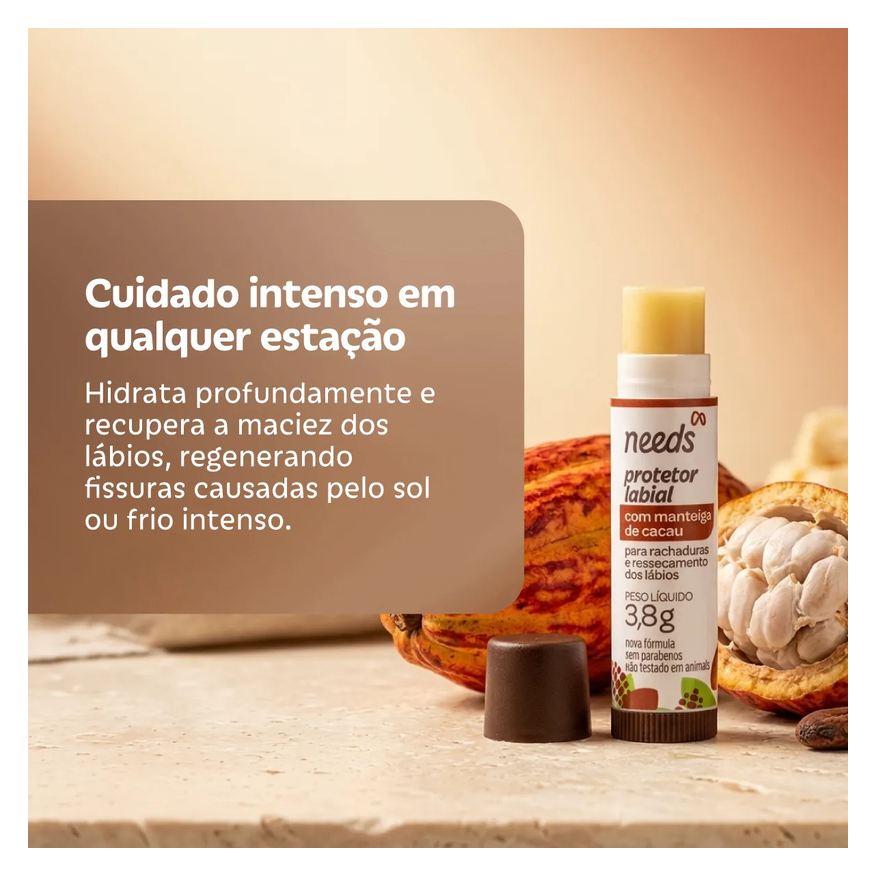 Needs Protetor Labial Hidratante Manteiga de Cacau 3,8g