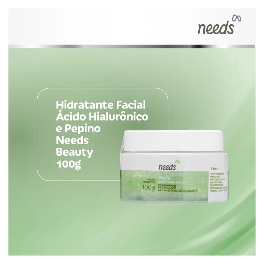 Needs Hidratante Facial Beauty Ácido Hialurônico e Pepino 100g