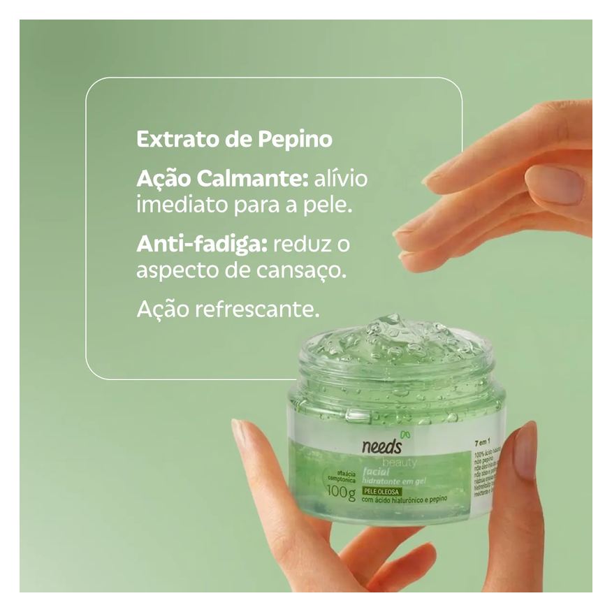 Needs Hidratante Facial Beauty Ácido Hialurônico e Pepino 100g