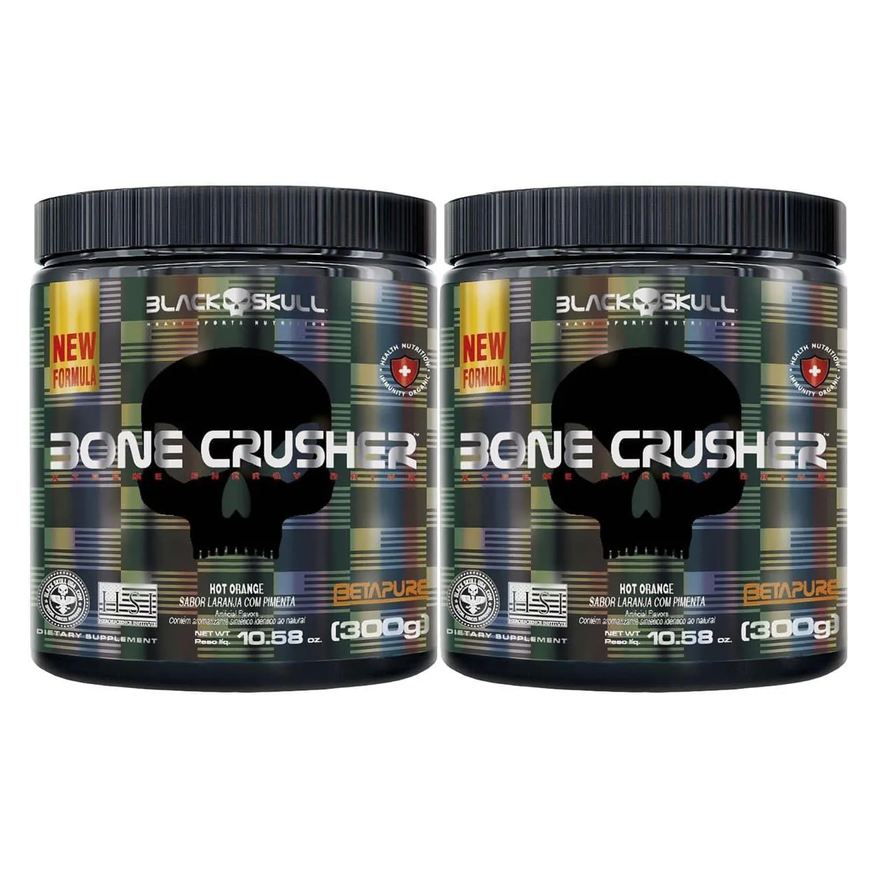 Black Skull Kit 2X Bone Crusher Nova Fórmula - 300g Hot Orange