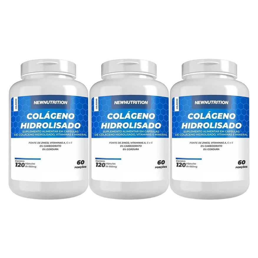 Newnutrition Kit 3X Colágeno Hidrolisado - 120 Cápsulas