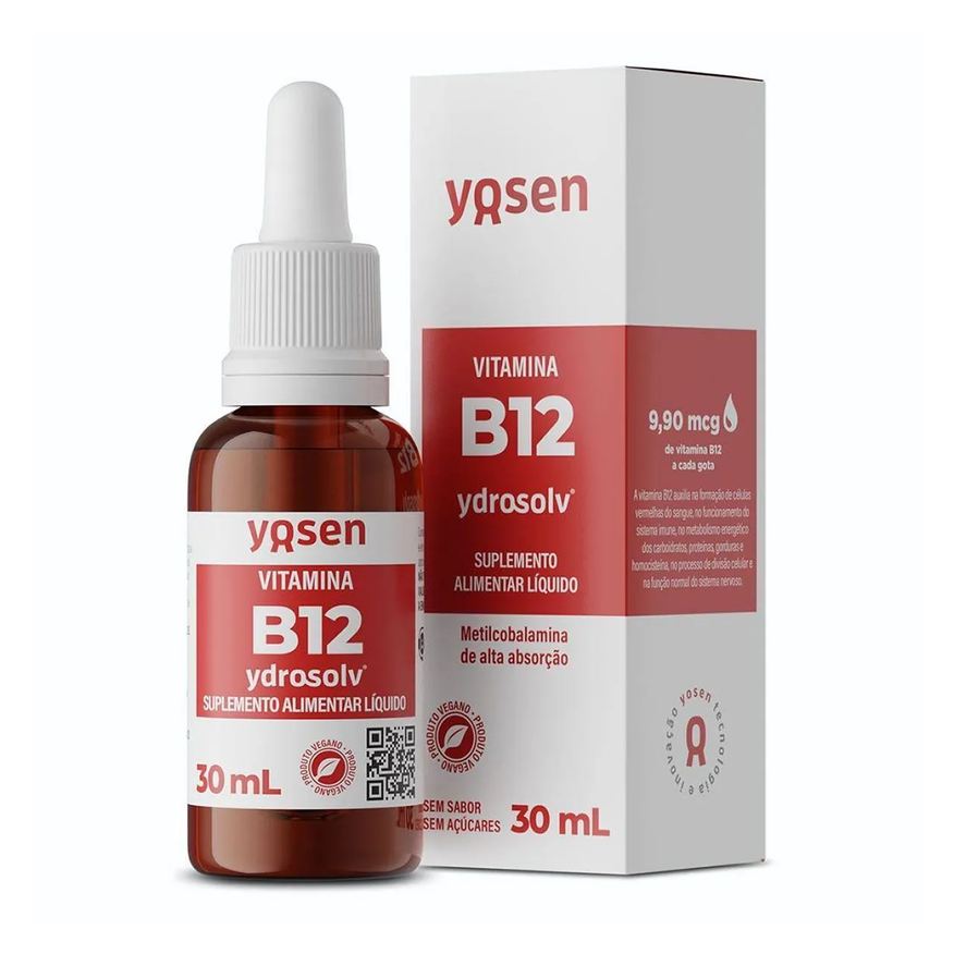 Yosen Vitamina B12 Ydrosolv - 30ml Gotas sem Sabor