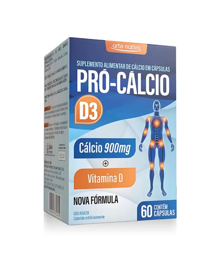 Arte Nativa Cálcio 900g + D3 Pró-Cálcio C/60 Cápsulas