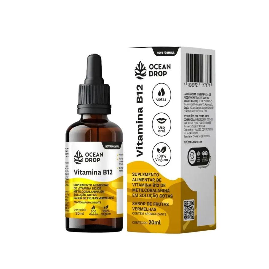 Ocean Drop Vitamina B12 Gotas Vegano Alta Concentração 20ml