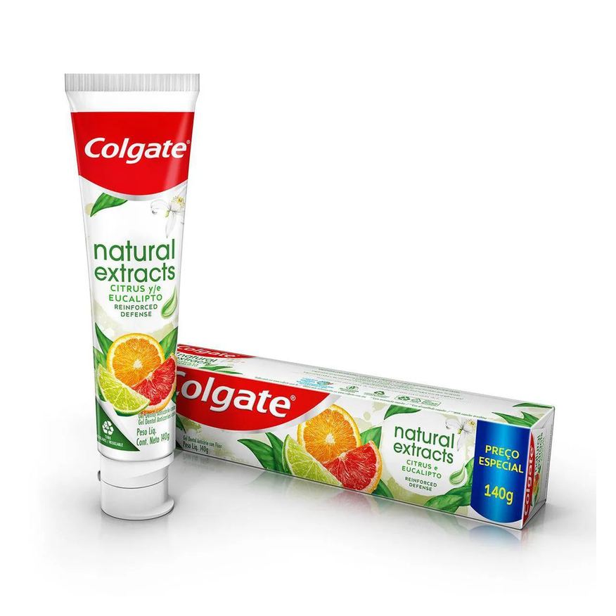 Colgate Creme Dental Natural Extracts Defesa Reforçada Citrus e Eucalipto 140g