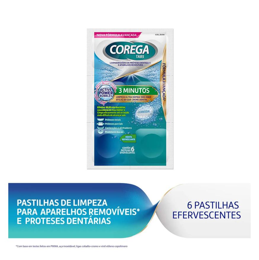 Tabs Corega Limpeza 3 Minutos 6 Pastilhas