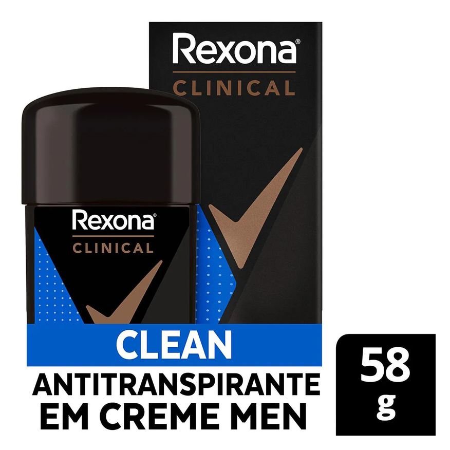 Rexona Desodorante Antitranspirante Stick Creme Men Clinical Clean Masculino 96h 58g