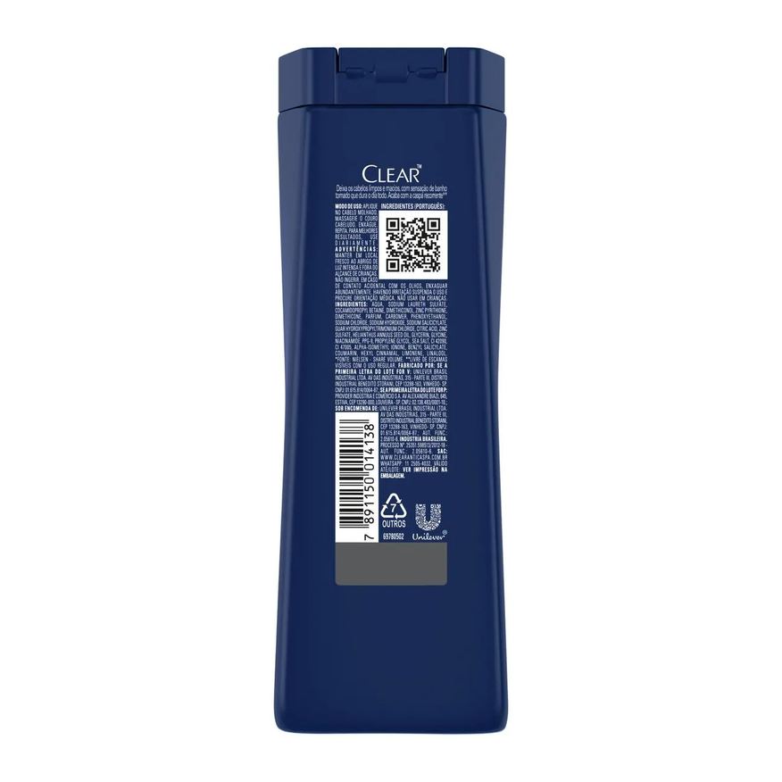 Anticaspa Shampoo Clear Men Limpeza Diária 2 em 1 400ml