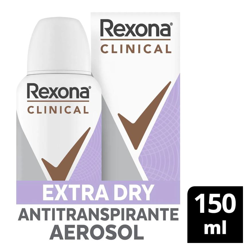 Rexona Desodorante Antitranspirante Aerosol Clinical Extra Dry Feminino 96h 150ml