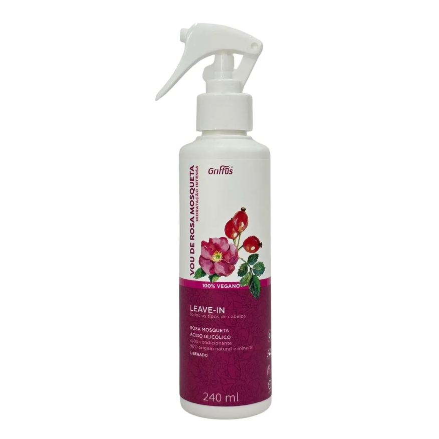 Griffus Leave-In Hidratação Intensa Vegano Vou de Rosa Mosqueta 240ml