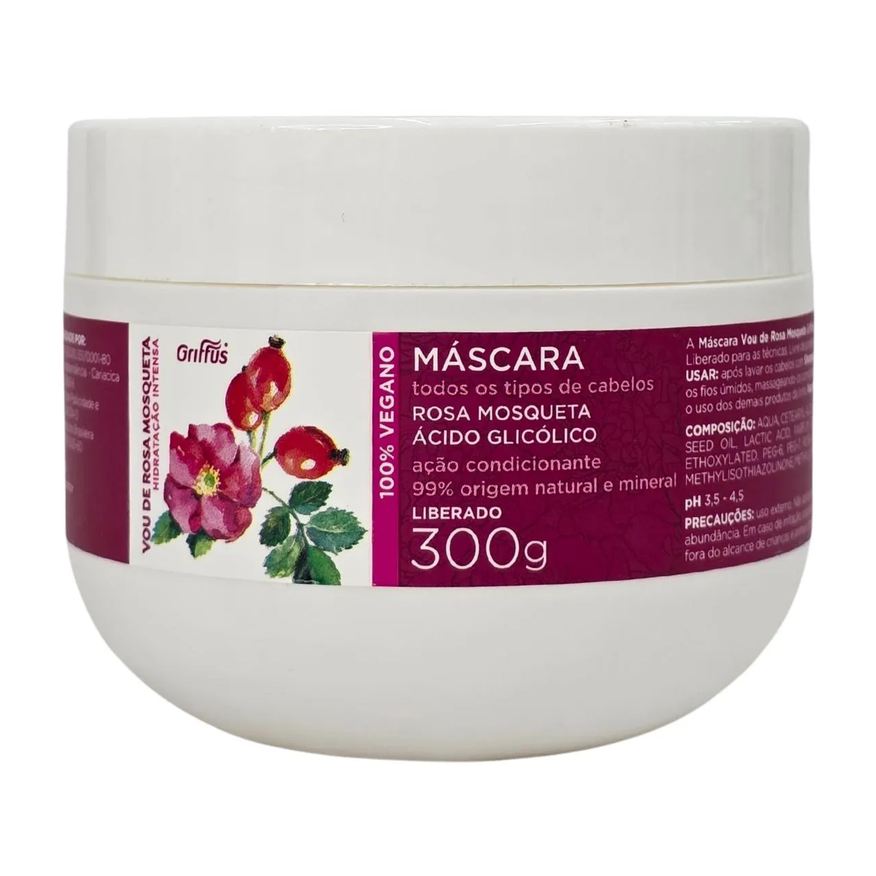 Griffus Máscara Hidratação Intensa Vegano Vou de Rosa Mosqueta 300g