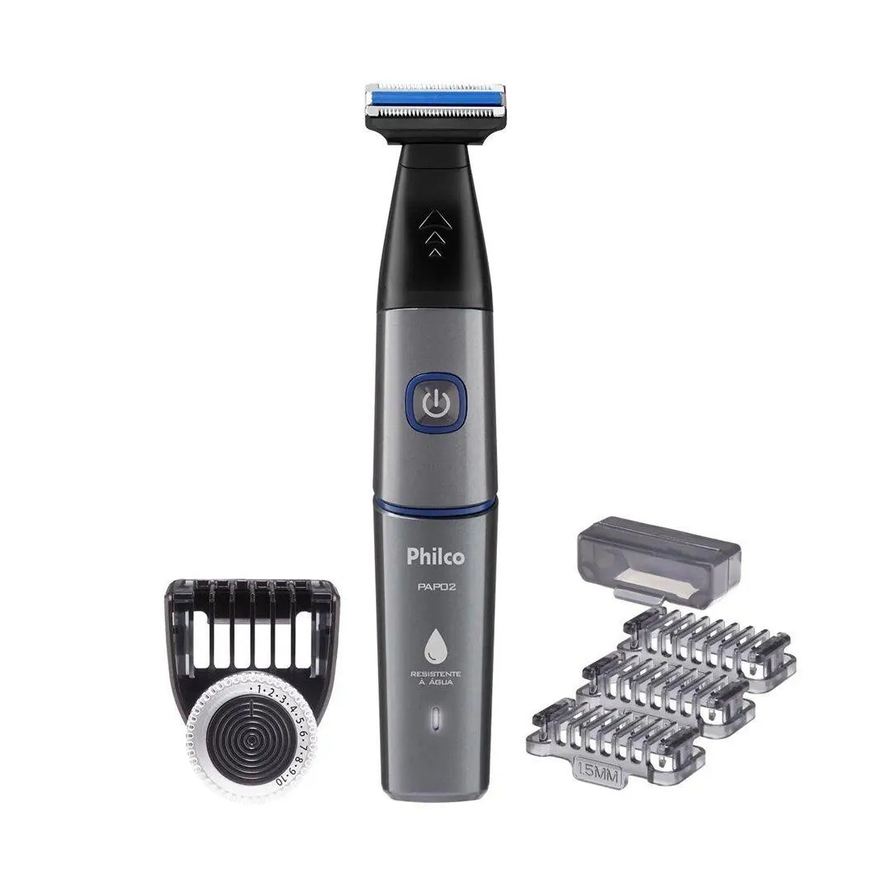 Philco Aparador de Pelos Pap02 - Usb Cinza/Azul, 5W, Bivolt 36 Cinza Azul