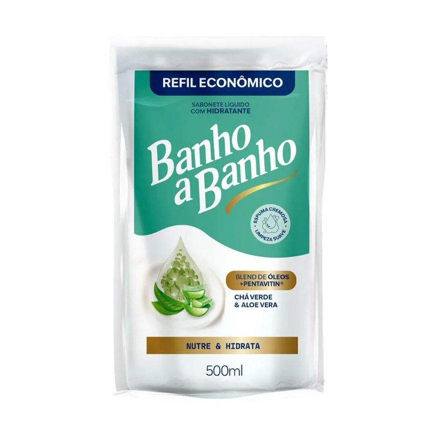 Ypê Sabonete Líquido Banho a Banho Hidratante Chá Verde e Aloe Vera Refil 500ml