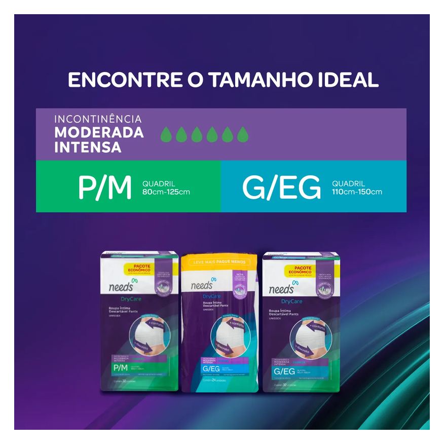 Needs Roupa Íntima Descartável Pants DryCare G/EG 32 Unidades