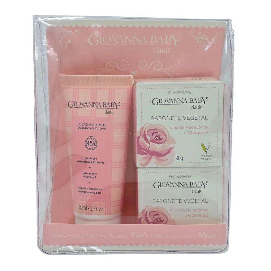 Giovanna Baby Kit 1 Loção Hidratante 50ml + 2 Sabonetes em Barra 90g Cada Classic
