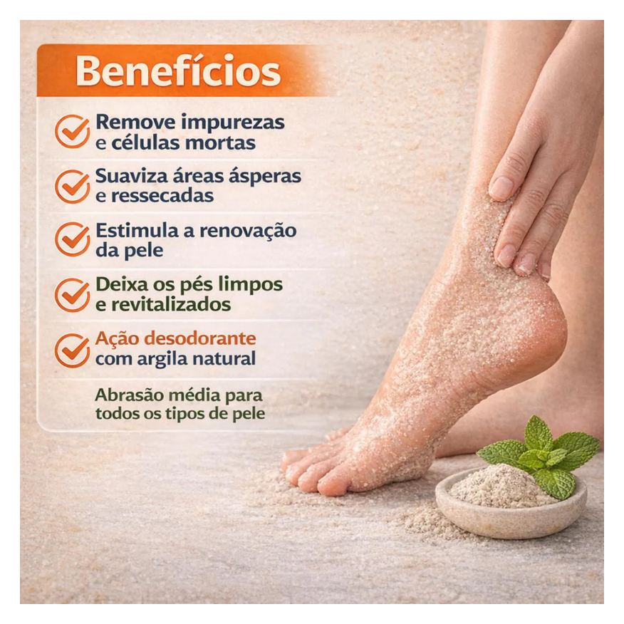 Natura Creme Esfoliante para Pés Argila Natural Lisapé 110g
