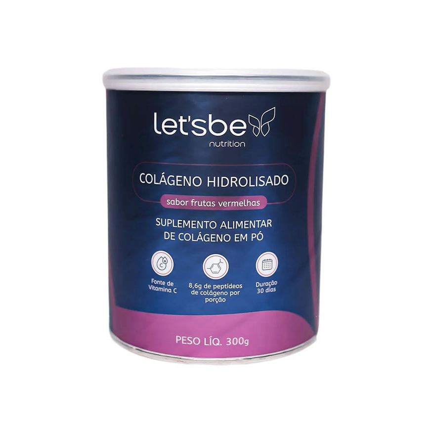 Let's Be Nutrition Colágeno Hidrolisado - 300g Frutas Vermelhas - Let´s Be Nutrition