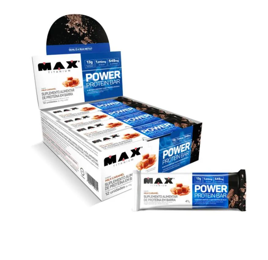 Max Titanium Max Power Protein Bar Milk Caramel - 12 Unidades